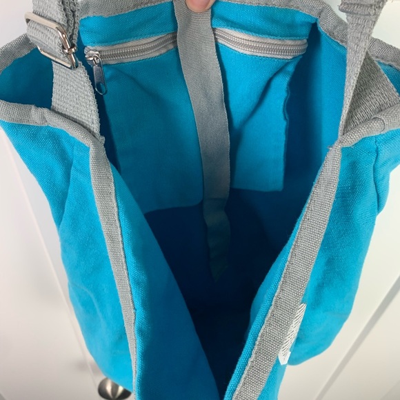 Buckle Crossbody Canvas Bucket Large Bag Teal Beach Shopping - Picture 3 of 5